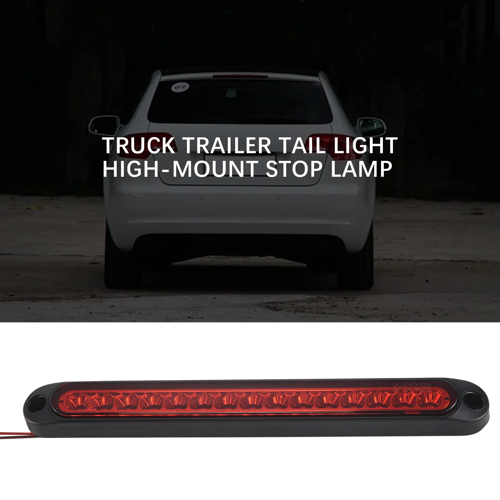 2Pcs 10Inch 15 LED Trailer Light LED Stop Turn Tail Light Third Brake Bar Strip for Heavy Duty Boats Trucks Red