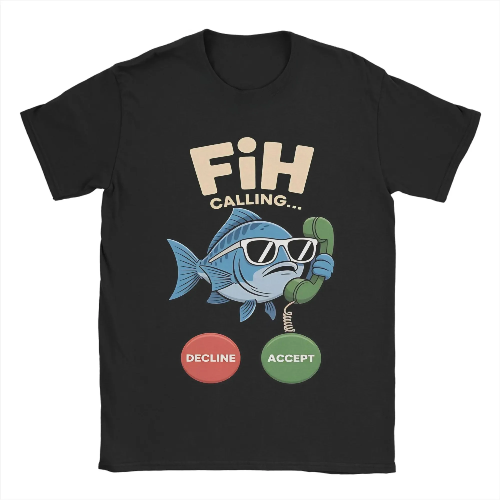 Shrim Is Calling Fih Is Calling Message Decline Accept T-Shirt für Männer und Frauen Geschenk Kleidung Ausverkauf Damenbekleidung – Detail 7