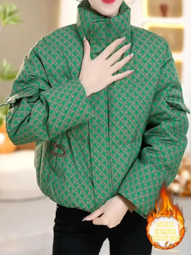 

Модная женская зимняя куртка в клетку из хлопка, новая свободная теплая короткая модель в корейском стиле, модное хлопковое пальто, верхняя одежда