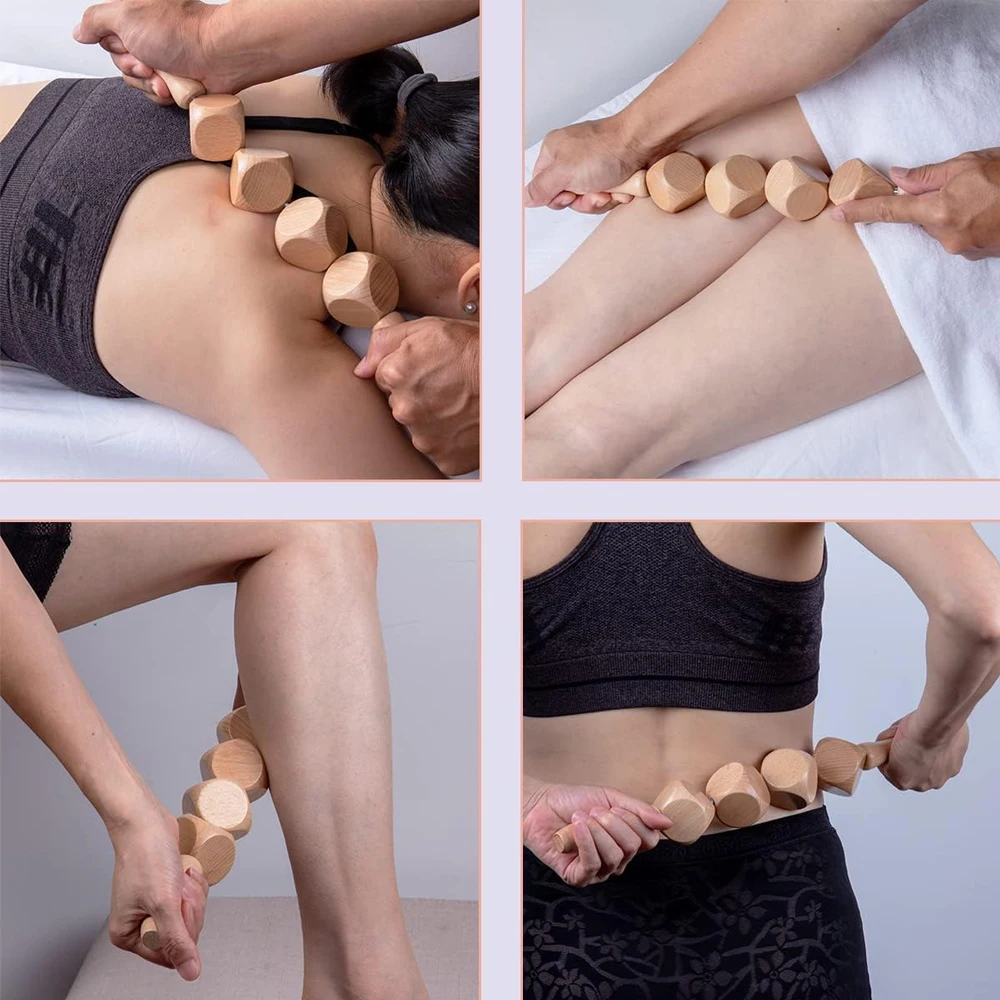 Bâton de rouleau de massage cube en bois anti-cellulite, masseur de proximité lymphatique, Maderoterapia Colombiana, corps, muscles, instituts oto