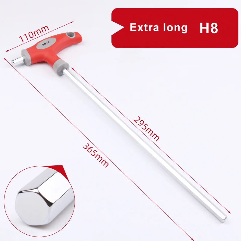 360mm Length 3-10mm Hex Key Wrench T-Handle Spanner Flat Head Socket Screwdriver Allen Hex Wrench Hand Tool Extra Long Arm Tools