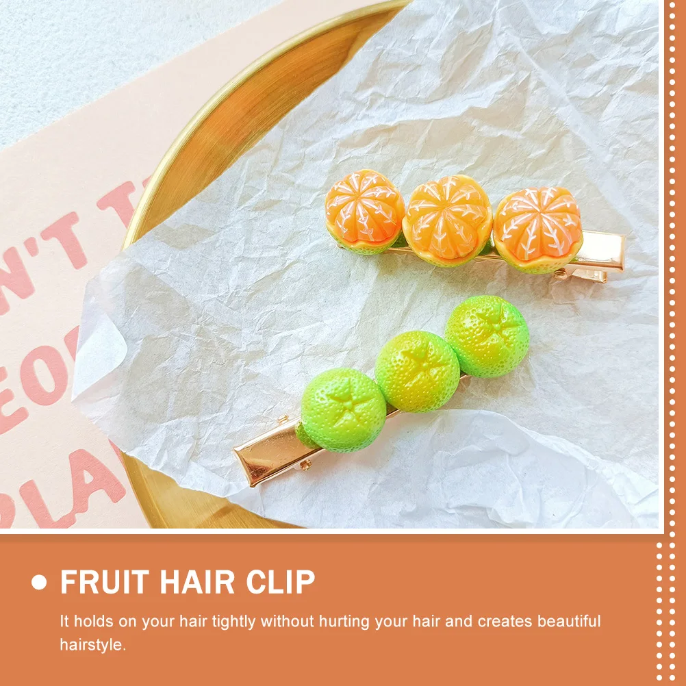 

5 Pcs Fruit Card Hair Barrettes for Women Clips Cute Orange Kawaii Accessories Artificial Hairpin Novelty