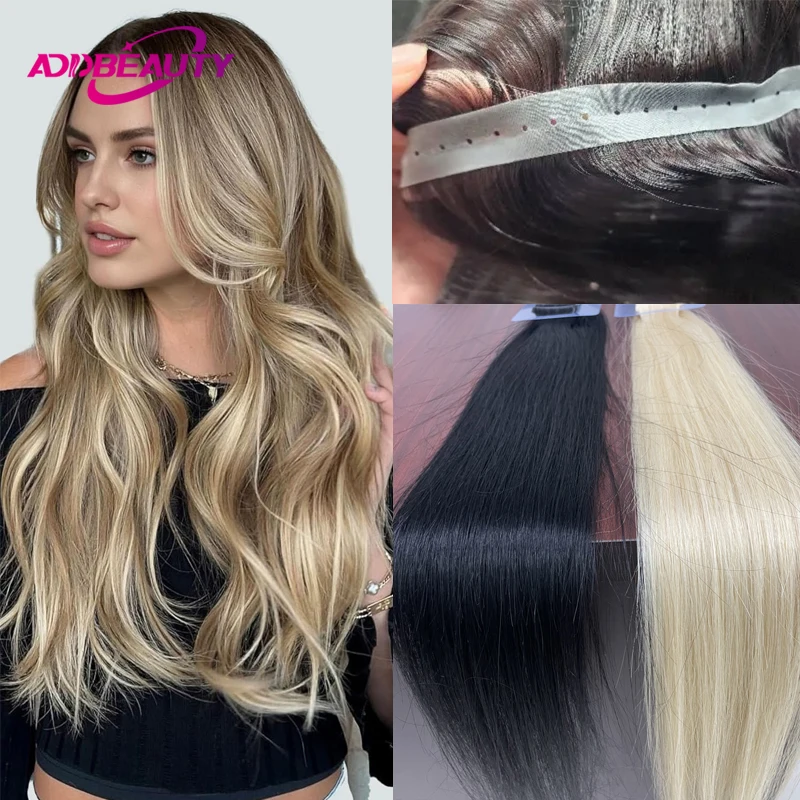 

Butterfly Skin Weft Human Hair Extension 40pcs Straight Brazilian Virgin Human Hair for Women Tape in Hair Extension Ombre 613#