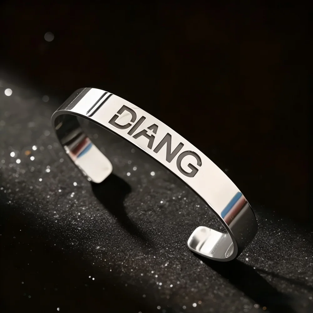 

Personalized Hollow Name Cuff Bracelet High Polished Stainless Steel Custom Letter Bangle Minimalist Fashion Jewelry Gift for He
