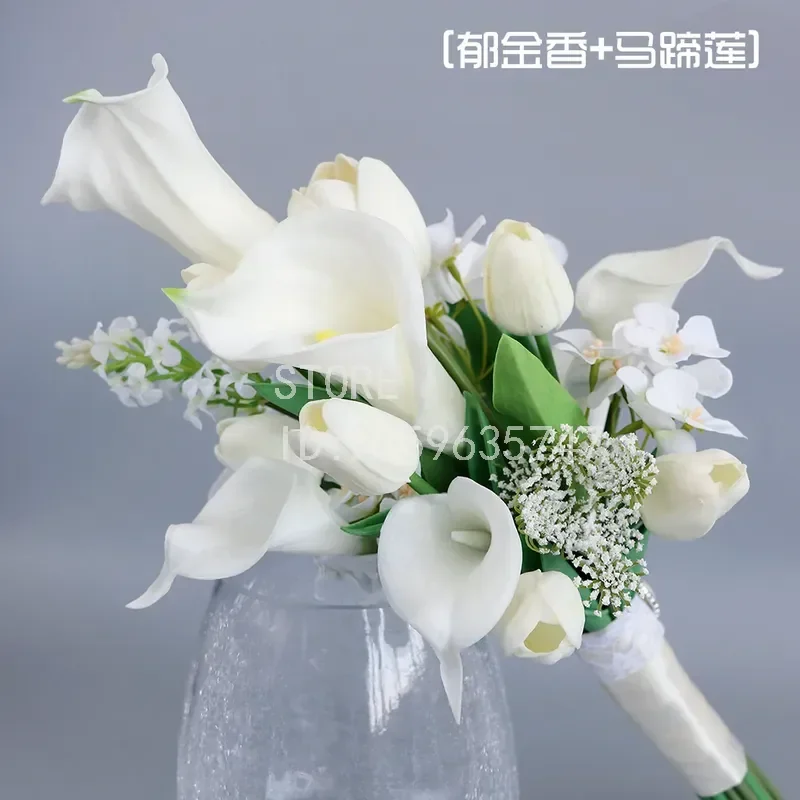 Moisturizing Tulip Bride Bouquet Korean Style Outdoor Wedding Photo Props Bridal Bouquet for Wedding Ceremony Decoration