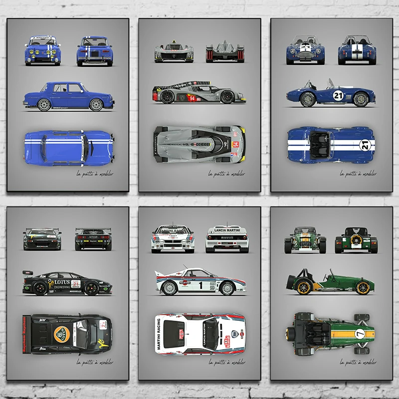 مخططات مخططات ملصق للديكور المنزلي ، ملصق مطبوع على قماش الرسم ، فن جداري ، ديكور الغرفة ، كاترهام كوبرا ، طائرة سباق #1