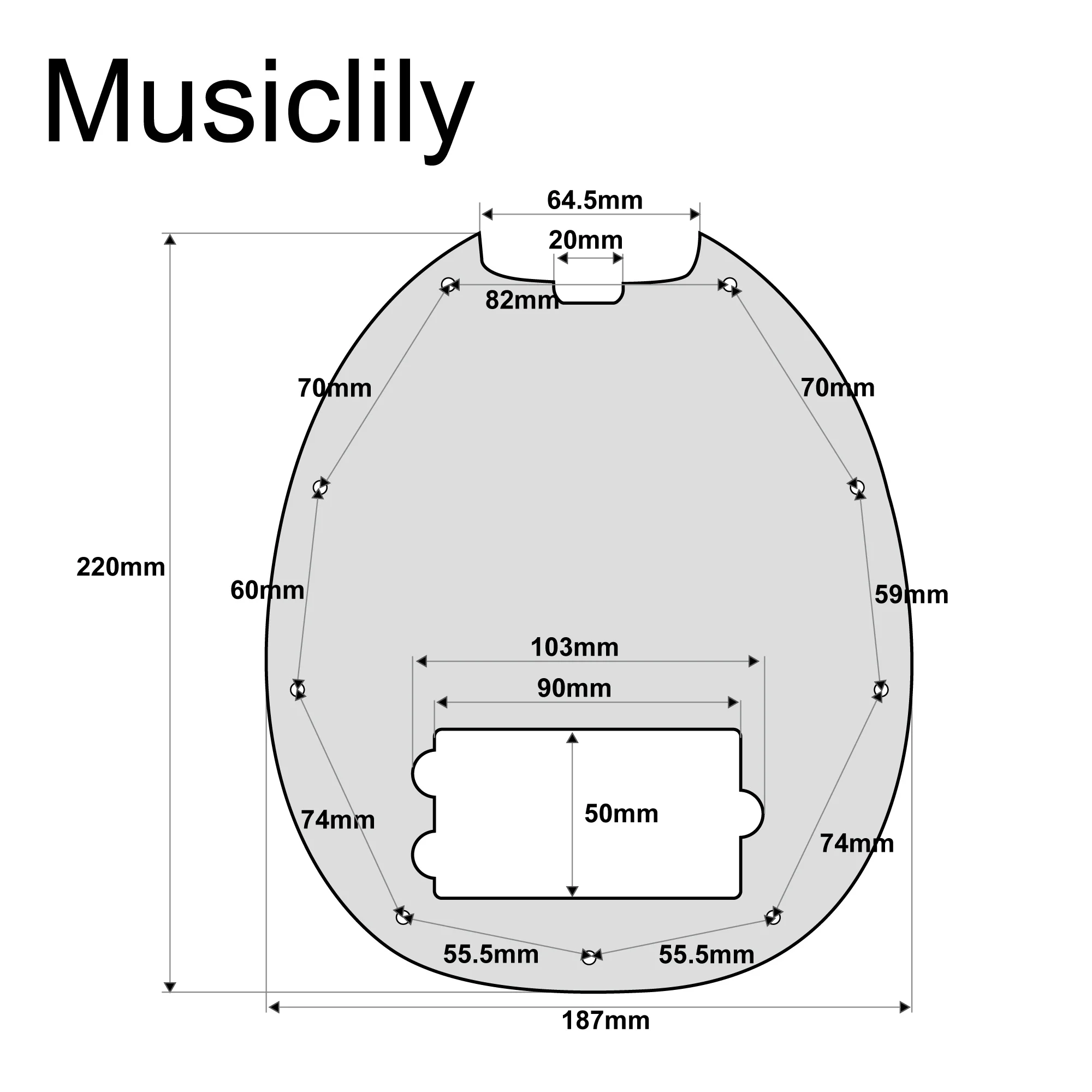 Musiclily Pro 9-Hole Bass Pickguard for Musicman Stingray Bass