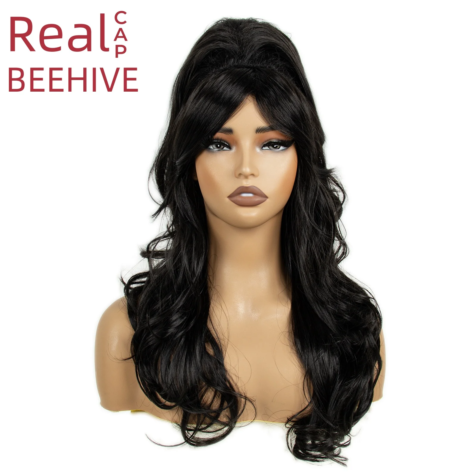 

Black Curly Wavy Wig Beehive Wig With Bang Fluffy Synthetic Hair For Lady Women Daily Wear Halloween Costume Cosplay Amy REEWES
