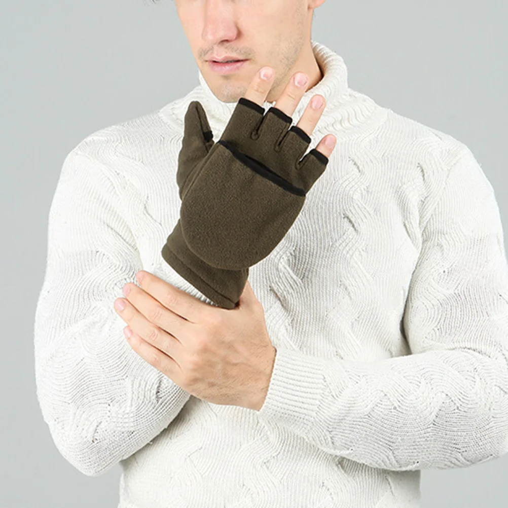 

Gloves Half Cover Gloves Finger Fleece Cover Mitts For Outdoor Indoor Use Army Green Cycling Fishing Running