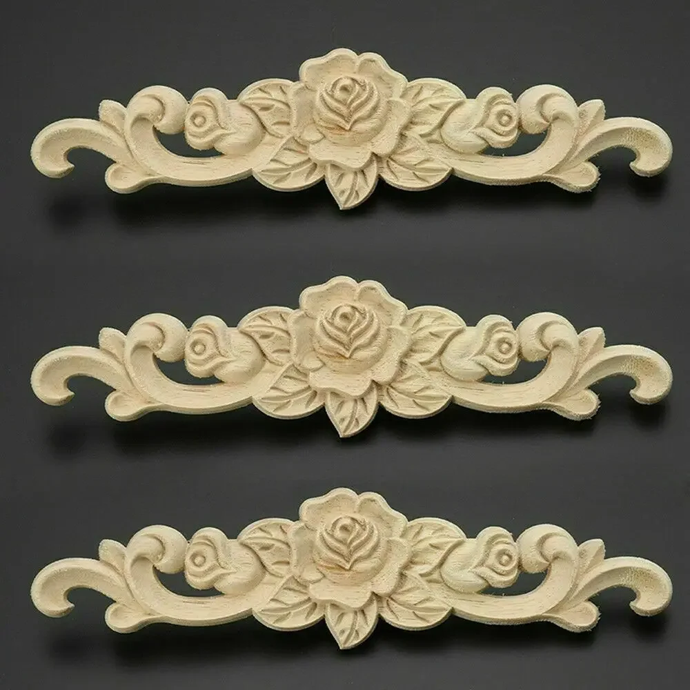 Wooden Carved Applique Furniture Unpainted Mouldings Decal Onlay Home Decor Furniture Cabinets Windows Mirrors Decoration