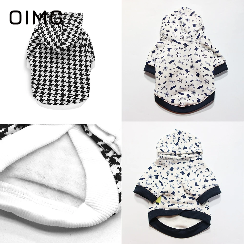 

OIMG Autumn Winter Small Medium Dogs Clothes Schnauzer Teddy Bichon Halloween Houndstooth Hoodie Pet Clothing Christmas Supplies