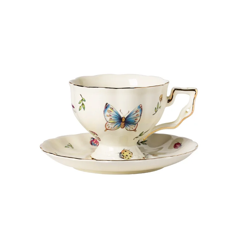 

French court style coffee cup ceramic high value European British afternoon tea black tea cup saucer flower teapot high sense