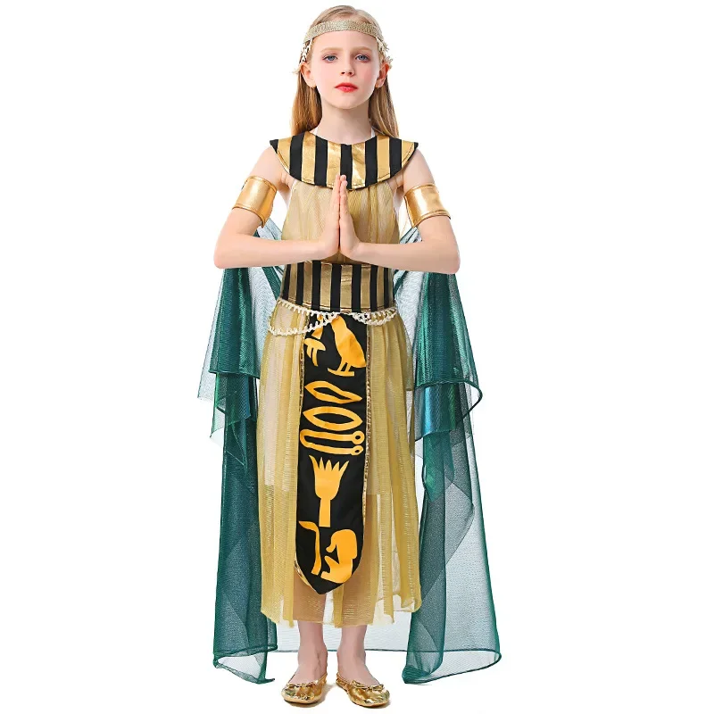 Children Egypt Princess Cosplay Costume Kids Girls Egyptian Cleopatra Queen Halloween Carnival Masquerad Costume