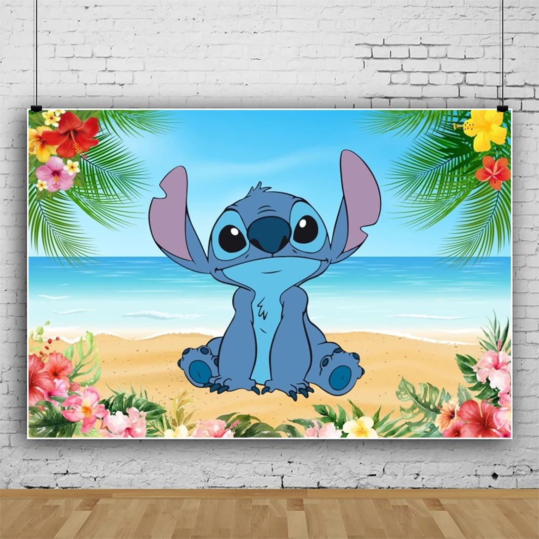 Stitch-Fondo de Lilo para fotografía, decoración de Baby Shower, cumpleaños, accesorios de fiesta, suministros de estudio fotográfico