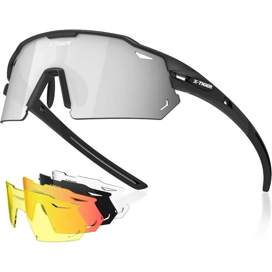 

XTIGER Polarized Cycling Glasses with 5 Interchangeable Lenses for MTB Biking Baseball Running and Other Outdoor Sports Activit