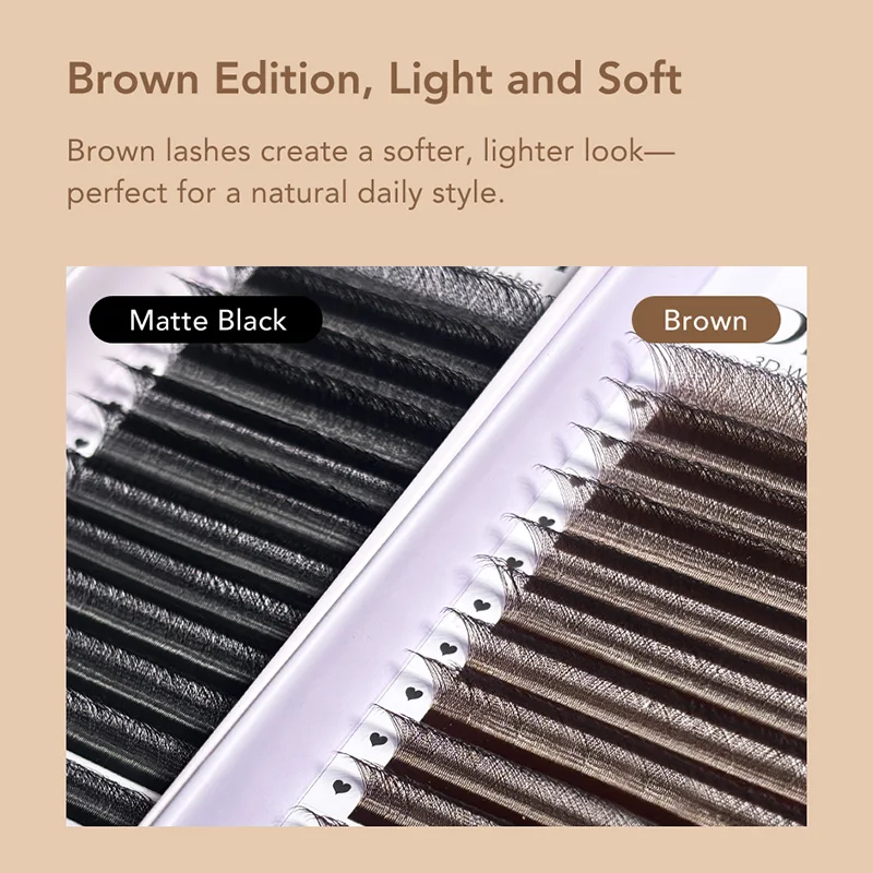 DIYDAY Ciglia 3D 4D 5D marrone scuro Ciglia a ventaglio prefabbricate a forma di W Facile da applicare Estensione ciglia finte incrociate spesse in visone