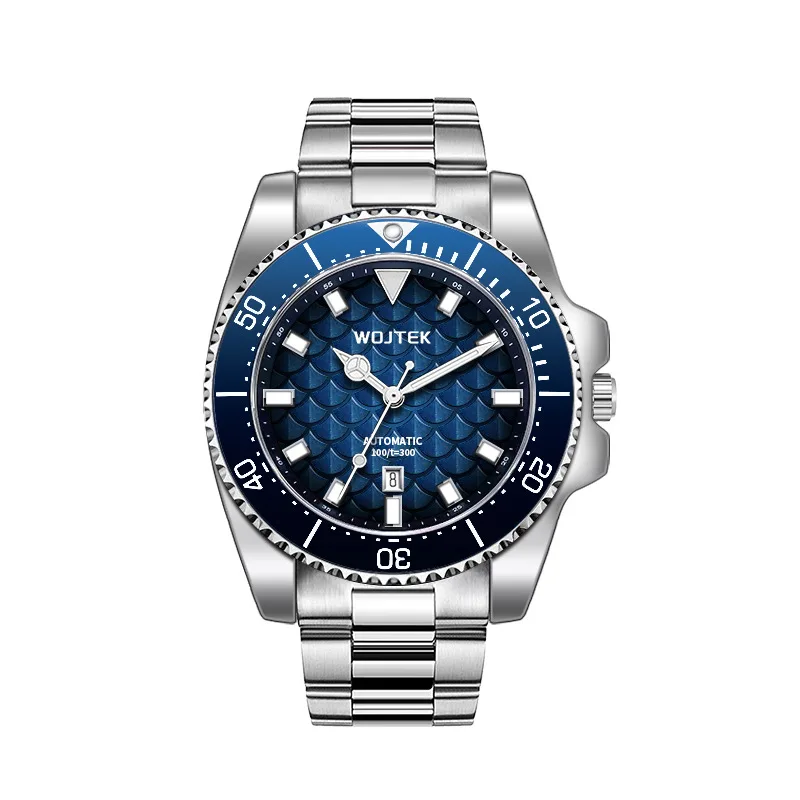 WOJTEK Automatic Mechanical Men's Watch with Steel Strap, Waterproof and Luminous Fashionable Business Men's Watch image 3