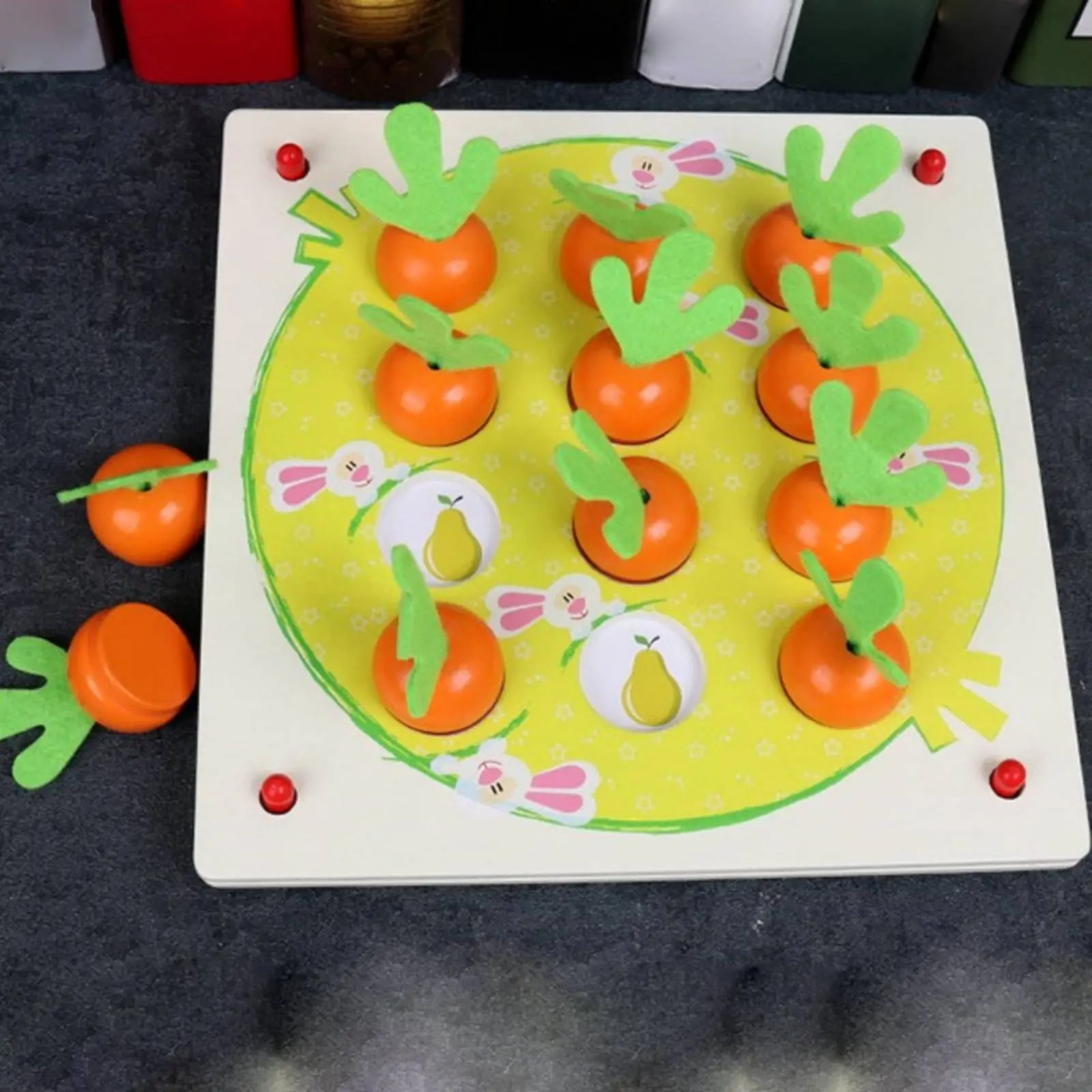 Carrot Game Board Felt Leaves Wooden Matching Board Wooden Matching Game Cognitive Development Learning Toy Easy to Learn