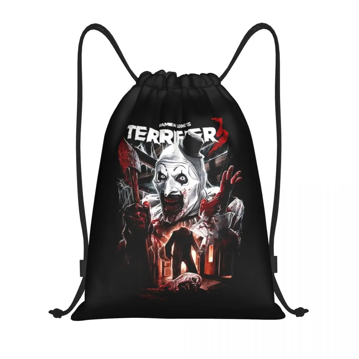 Custom Terrifier Movie Poster+5 Drawstring Backpack Bags Women Men Lightweight Gym Sports Sackpack Sacks for Yoga