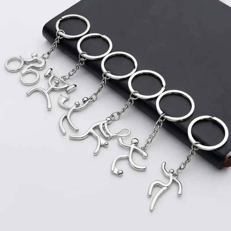 Simple Metal Sports Logo Keychain Bicycle Running Weightlifting Football Basketball Key Ring for Men Women Phone Pendant Gift