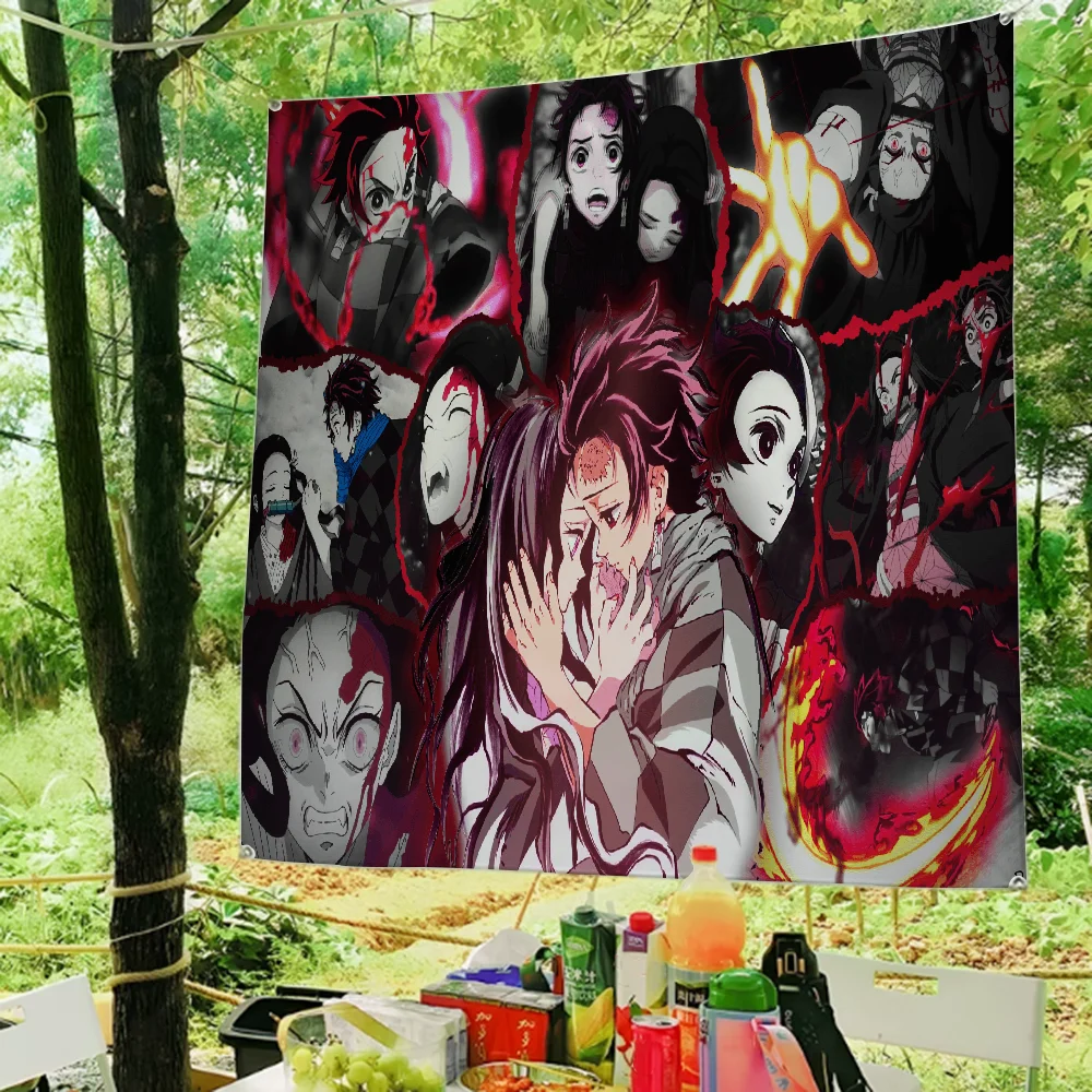 Demon S-Slayer Nezuko Kamado Flag Home Decor Flag to Hang Cartoon Garden Personalized Items Flags for Bedrooms Decoration