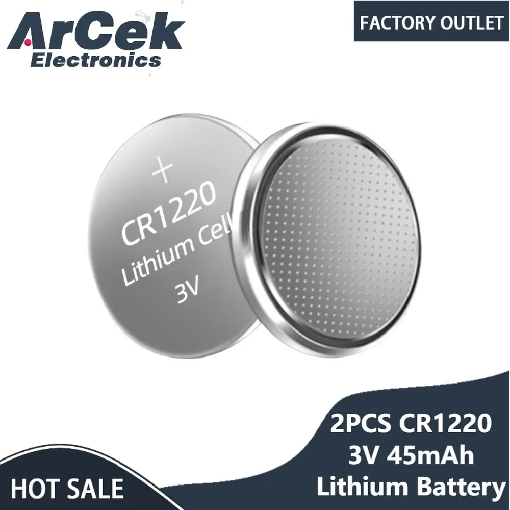 2PCS CR1220 3V 45mAh Button Cell Batteries CR 1220 Lithium Coin Battery BR1220 DL1220 ECR1220 LM1220 for Car Toy Calculators