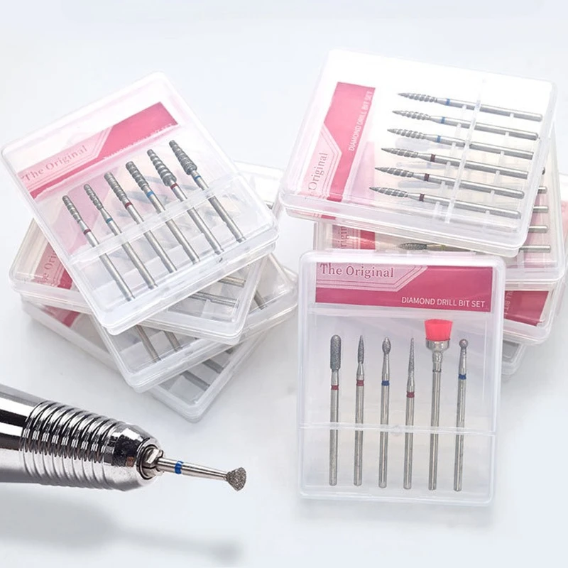6개 다이아몬드 네일 드릴 비트 세트 전문가용 매니큐어 각질 제거 도구 준비 키트 고품질