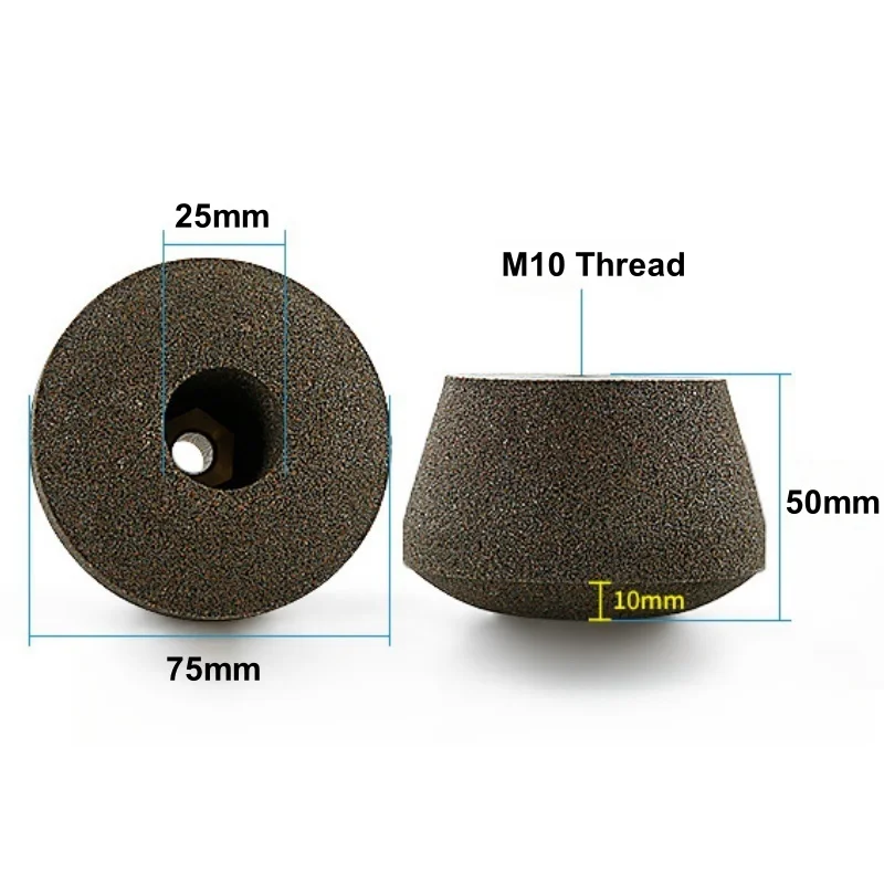 Curved Surface Grinding Wheel 75mm M10 Abrasive Cup Stone 50/100/200 Grit for Granite Marble Concrete Angle Grinder