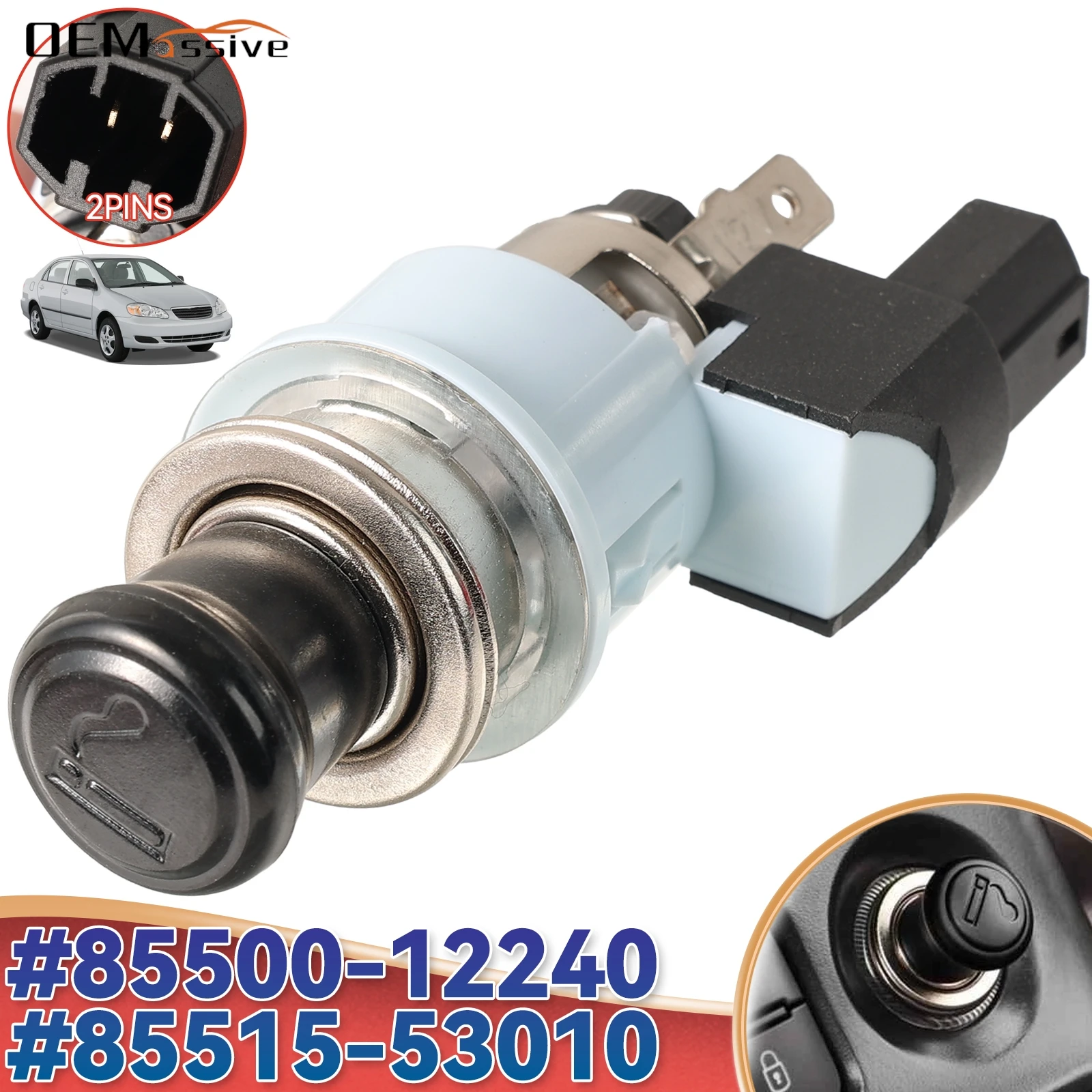 

Розетка прикуривателя 12В 85500-12240 для Toyota 4Runner, Celica, Land Cruiser, MR2, Sienna, Tacoma, Scion tC, Lexus LX470