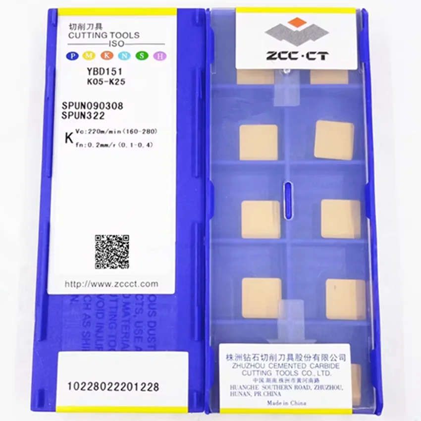 SPUN090308 YBD151 / SPUN120308 YBM351 SPUN322 SPUN422 ZCC.CT wkładki węglikowe CNC do stali, stali nierdzewnej, żeliwa 10 sztuk/pudło