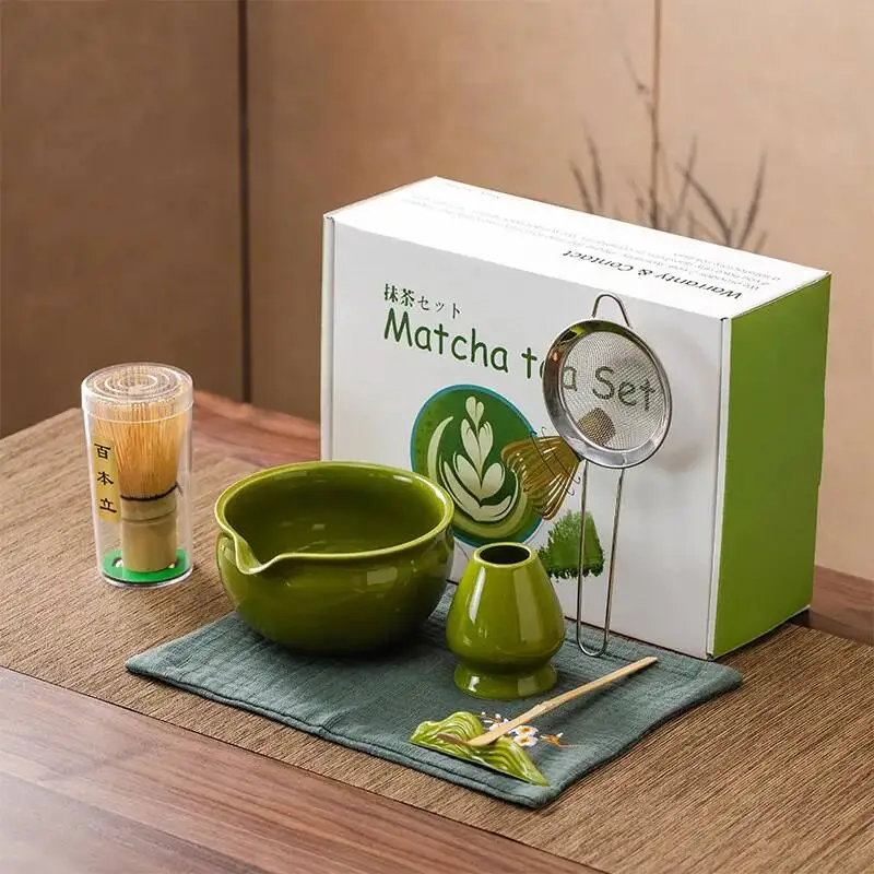 4/5/7/8PCS Japanese Traditional Matcha Set Bamboo Whisk Ceramic Bowl Japanese Making Tools Home Kitchen Gift For Tea Lovers
