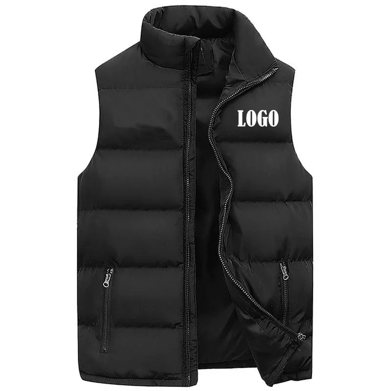Custom Unisex Warm Padded Vest Jacket Sleeveless Coat for Men Women Autumn Winter Quilted Outerwear Thickened Zip Up Casual Outd