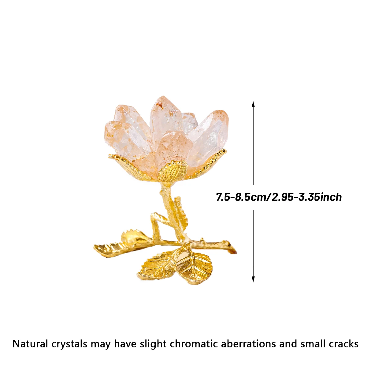 1PC Natural Crystal Healing Gemstone Single Point Flower DIY With Gold Metal Base Divination Home Desktop Decoration