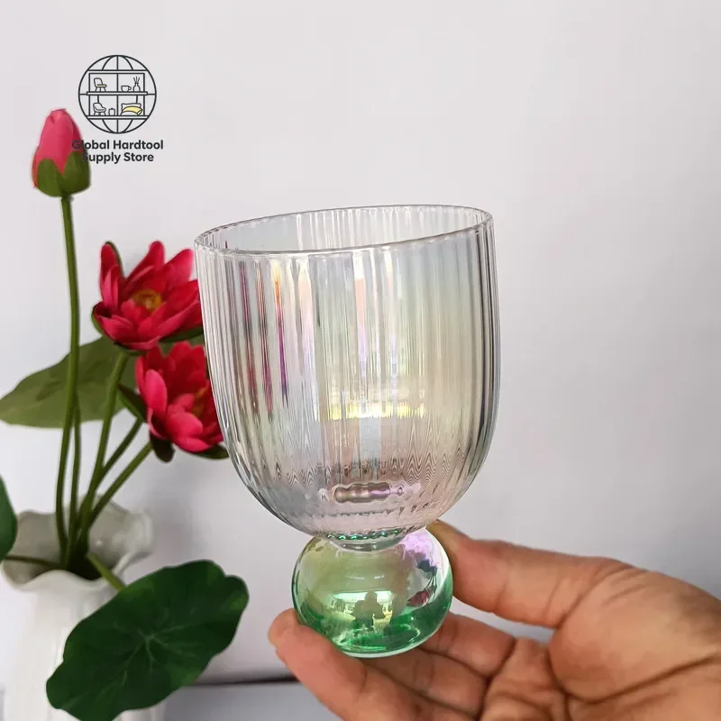 Rainbow Glass Crystal Pearl Glass Champagne Red Wine Glasses Nordic Milkshake Cold Drink Vintage Water Glasses
