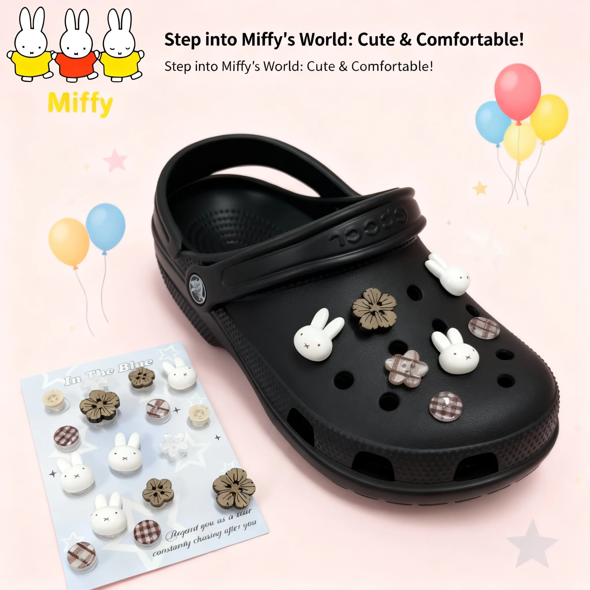 

Miffy Cartoon DIY Rabbit Hole Shoes Accessories Flower Button Cute Gift Cute Cartoon Miffy Shoes Birthday Accessories