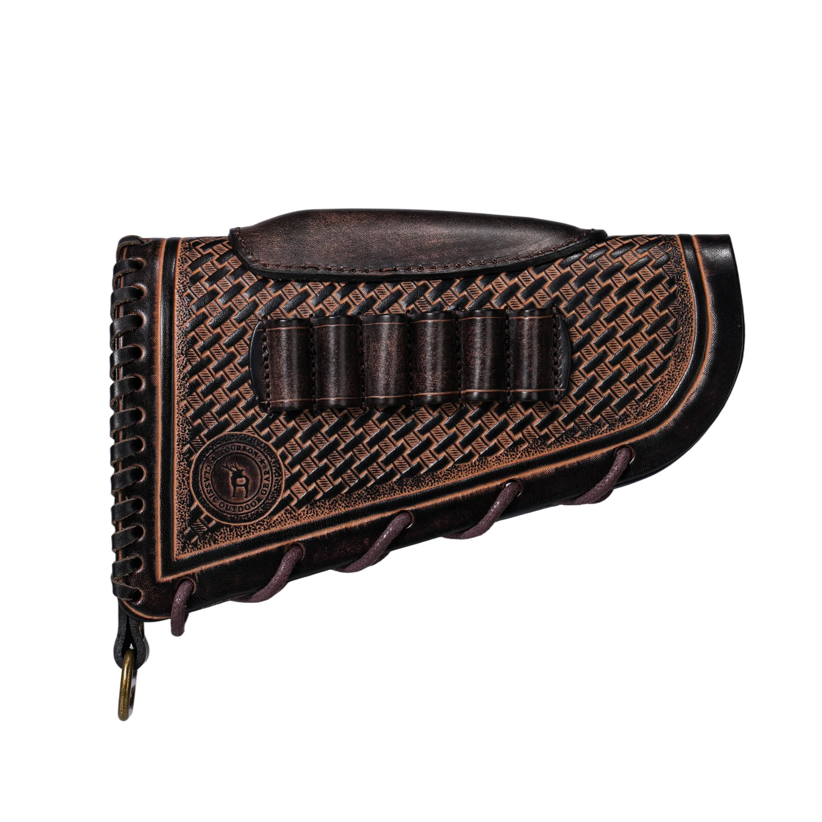 tourbon-hunting-leather-gun-butt-stock-cover-rifle-cheek-rest-adjustable-with-ammo-loops-fits-for-3006-3030-308-ect
