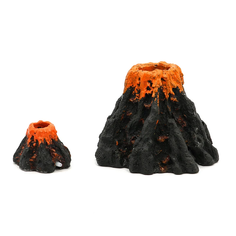 Aquarium Decorative Article Resin Volcano Burning Mountain Landscape Bubbler Underwater Craft Shelter Holder Fish Cave Ornament