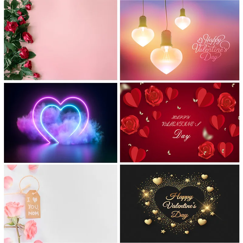 

SHUOZHIKE Art Fabric DreamValentine Day Photography Backdrops Love Heart Rose Flower Photo Studio Props Background QRJJ-02