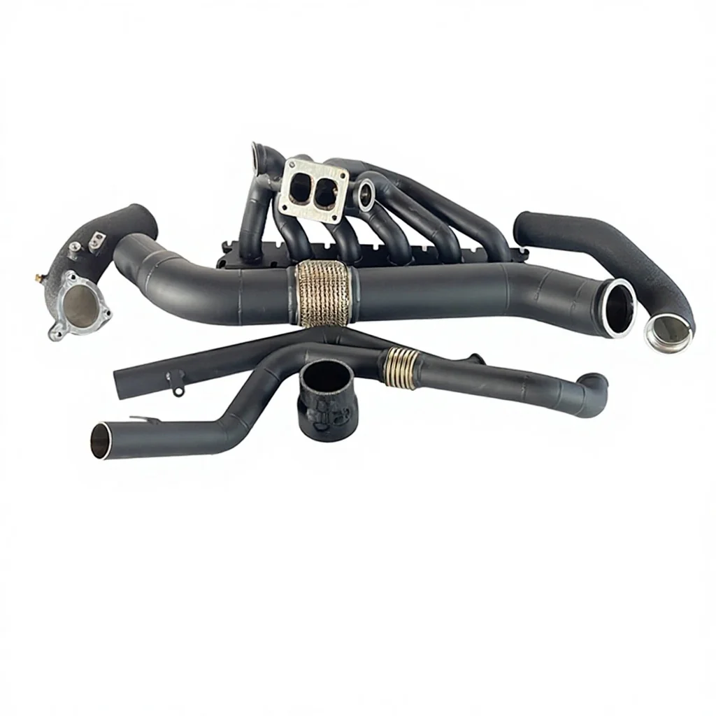 Baked Ceramics 3mm Thick SS304 T4 Twin Scroll Turbo Manifold for BMW Gen1 B58 with Downpipe Charge Pipe