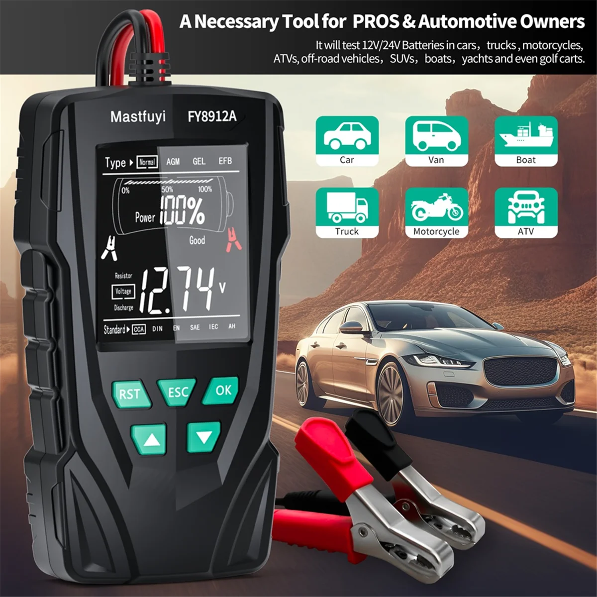 

Innovative Car Battery Tester 12V/24V Battery System Analyzer 50-2000CCA Battery