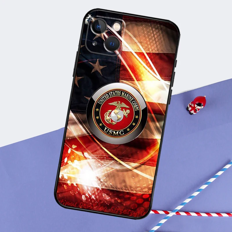 USMC Marine Corps Art Phone Case For iPhone 16 15 11 12 13 14 Pro Max Mini XS XR X 7 8 Plus Soft TPU Cover