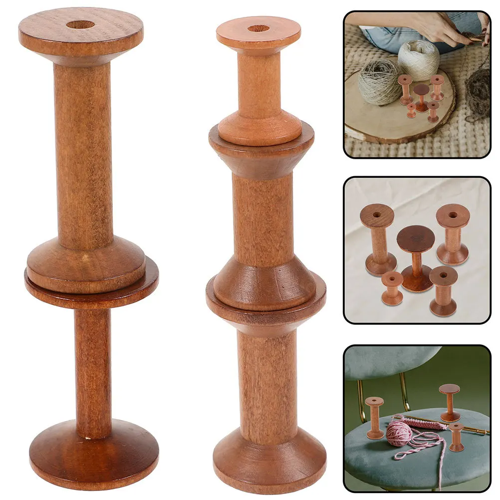 

7Pcs Wooden Spools Vintage Thread Holder for Sewing Embroidery DIY Crafts Thread Organizer Yarn Sewing Spool Wood Spools