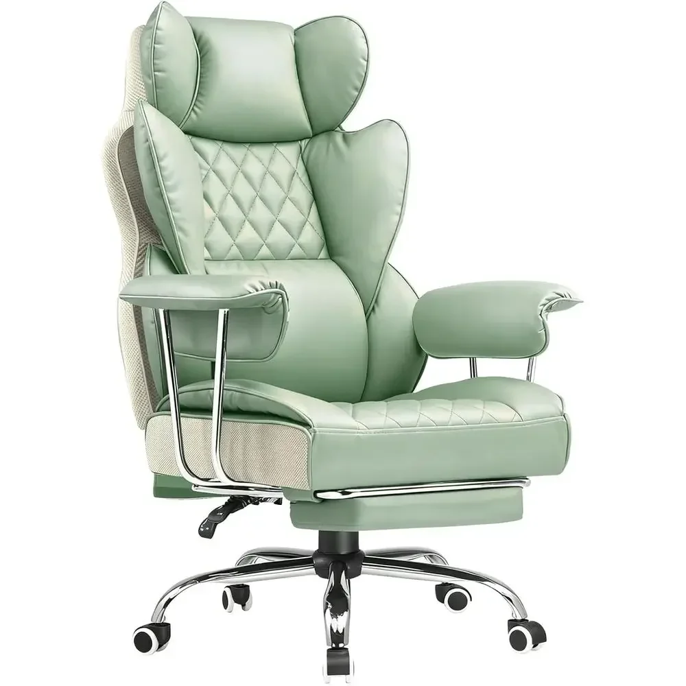 Big and Tall Oice Chair, High Back Leather Gaming Chair with ootrest, Executive Ergonomic Oice Chairs with ket Spring Lumbar Sup