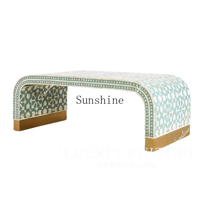 

American hand-painted personalized coffee table Nordic neoclassical solid wood art coffee table FT