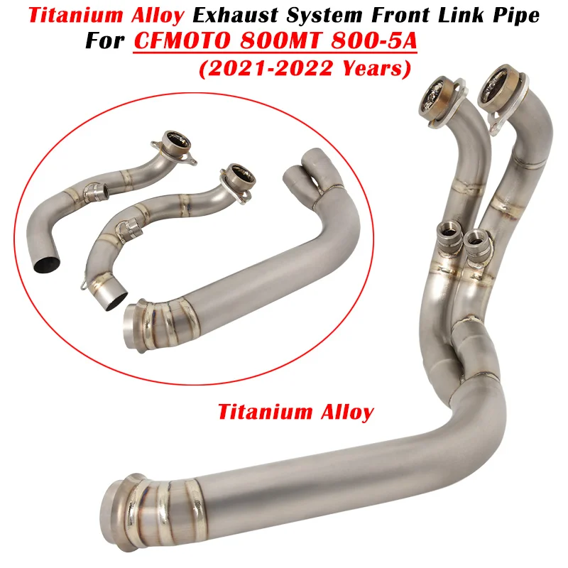 Slip On For CFMOTO 800MT 800-5A 2021 2022 Motorcycle Exhaust Escape System Modified Muffler Front Link Pipe Titanium Alloy Tube