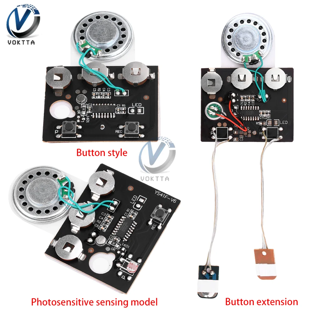 DIY 30S Audio Voice Recording Playback Module Button/Photosensitive Key Control Programmable Chip Audio Module for Greeting Card