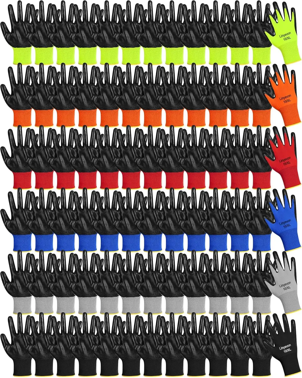 

54 Pairs Bulk PU Coated Reusable Safety Gloves for Men Women Work Warehouse Mechanic Woodworking