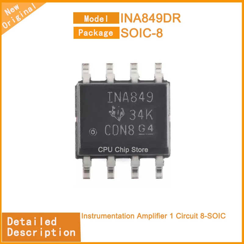 1~5PCS New Original   INA849DR  INA849 Instrumentation Amplifier 1 Circuit 8-SOIC