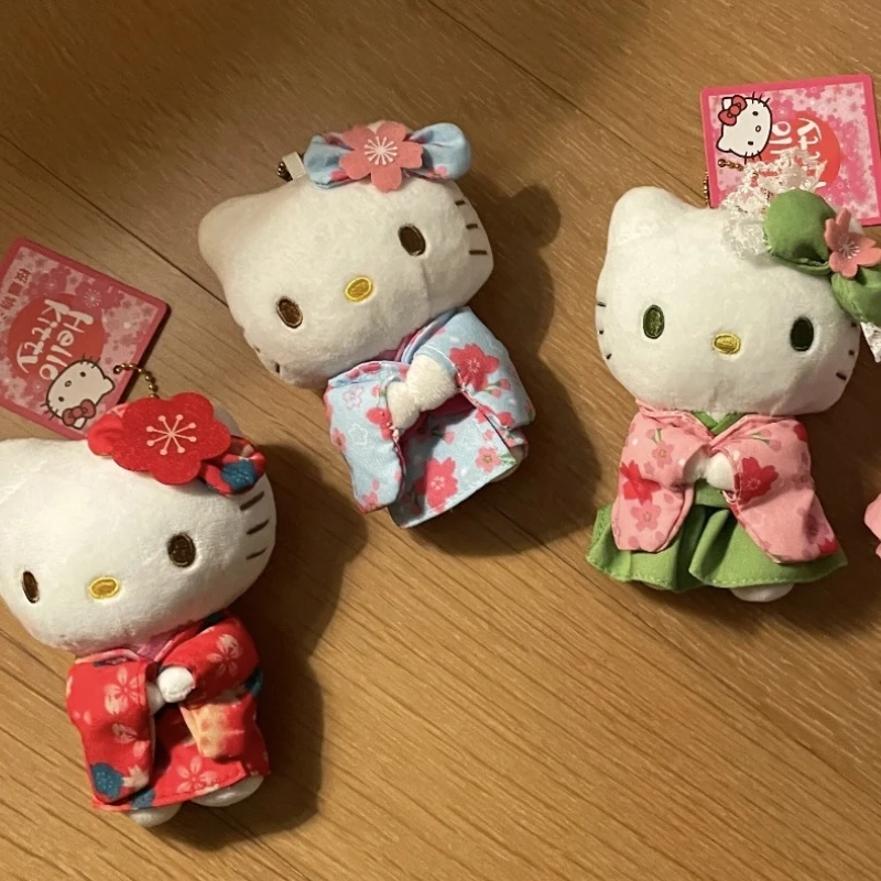 Neue süße Kitty Plüsch-Schlüsselanhänger Kätzchen Kimono Kirschblüte Serie Plüschtier Rucksack Anhänger Auto Dekoration Puppe Weihnachtsgeschenk