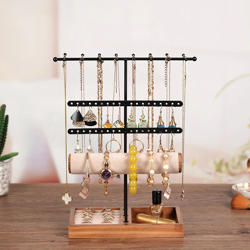 Large Capacity Jewelry Displays Rack Household Bracelet Necklace Showcase Stand Earrings Show Shelf Rings Eardrop Display Holder